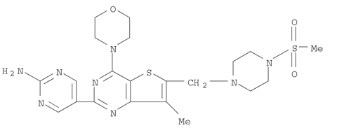 2-Pyrimidinamine, 5-[7-methyl-6-[[4-(methylsulfonyl)-1-piperazinyl]methyl]-4-(4-morpholinyl)thieno[3,2-d]pyrimidin-2-yl]-